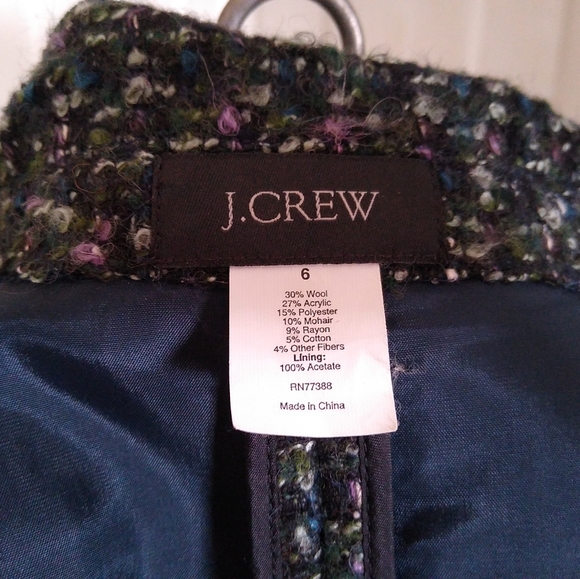 J. CREW Two Piece Teal Tweed Skirt Suit - Picture 8 of 10